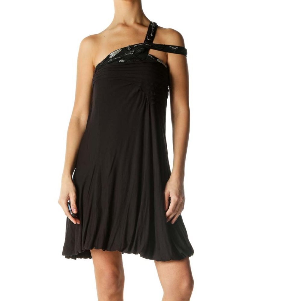 MaxAzria Black Embellished Neckline Dress - Picture 2 of 3